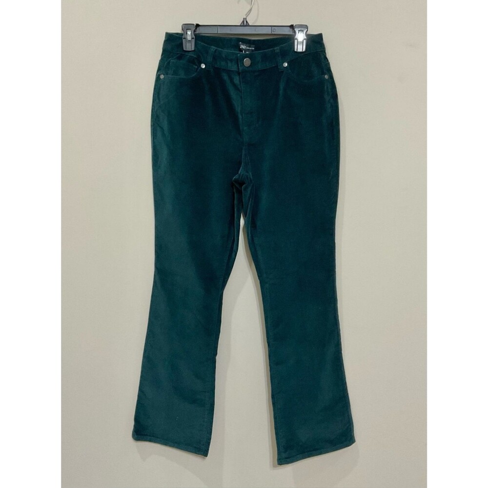 Jones New York Green Velvet Pants Straight Leg Jean Style Size 12 JNY